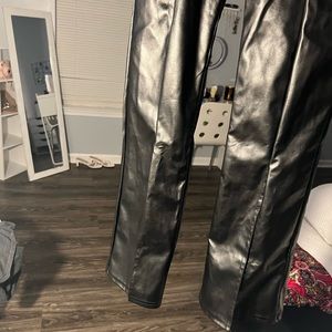 Pretty little thing split hem leather pants